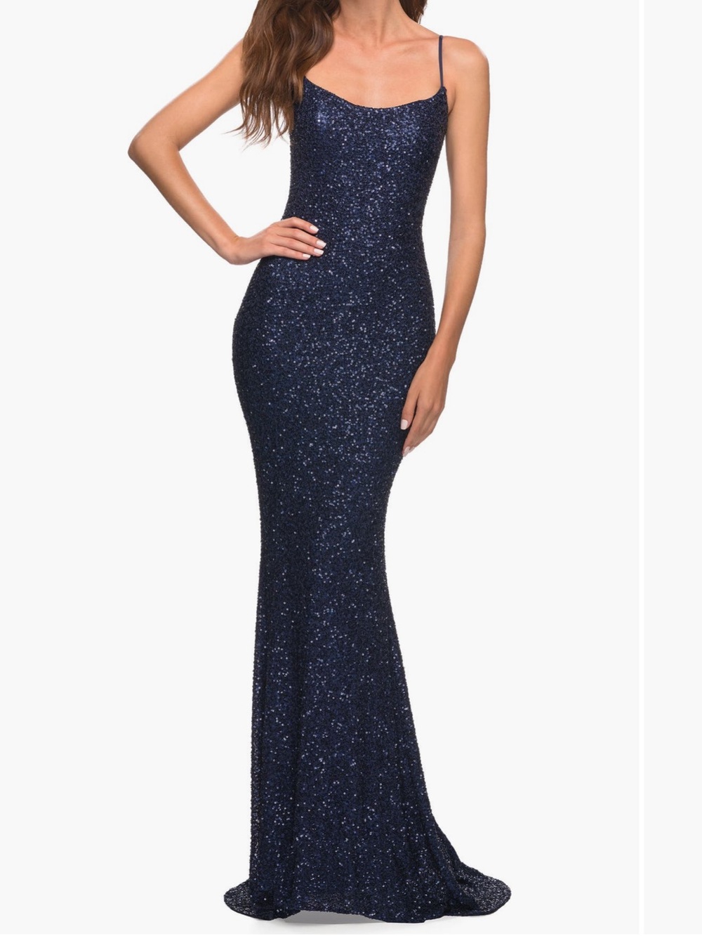 La Femme Sequin Trumpet Gown